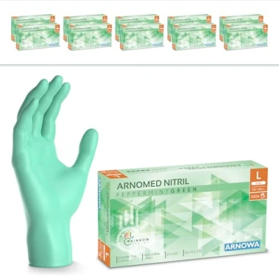 Bild av ARNOMED engångshandskar gröna, nitrilhandskar L, med 2000 st, puderfria, latexfria gummihandskar, finns i XS, S, M, L &amp; XL