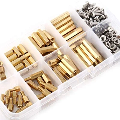 Bild av Akozon 200 st M3 mässing standoffs PCB Hex hane hona gängad skruv mutter sortiment set (B)