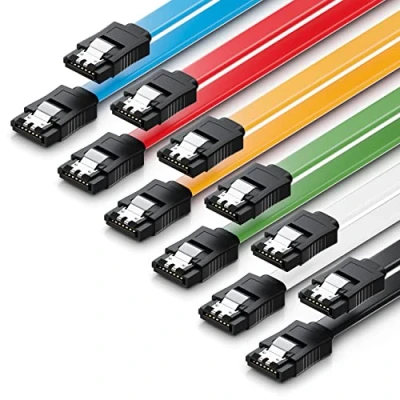 Bild av deleyCON 6x 50cm SATA 3 Kabel i Set III Datakabel HDD SSD Anslutningskabel Metallklipp 6 GBit/s 2 Raka L Type Kontakter Färgad