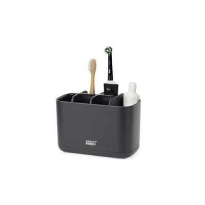 Bild av Joseph Easy Store Hållare för tandborste, tandkräm och tandtråd, kompatibel med elektriska tandborstar, 6 fack, avtagbar, Matt Svart