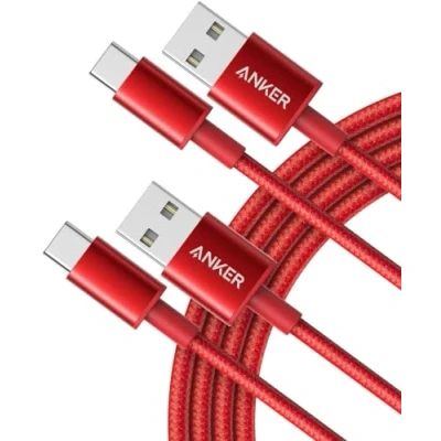 Bild av Anker USB C laddningskabel, 2 pack 1,8 m (6 fot) till kabel, A flätad telefonladdningskabel för iPhone 15 (standardladdning), Samsung S22/S21, Huawei, Pixel, iPad, switch med