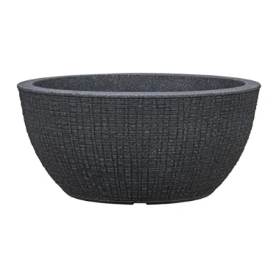 Bild av Scheurich Barceo Bowl 40, växtskål/blomkruka/växtskål, rund, färg: Stony svart, tillverkad med återvunnen plast, 10 års garanti, för utomhusbruk, 18