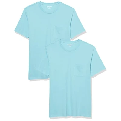 Bild av Amazon Essentials mäns Slim Fit kortärmad rund hals ficka t shirt, paket med 2, ljusblå, X Large