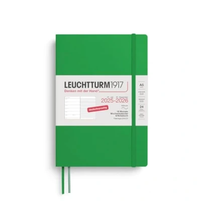 Bild av LEUCHTTURM1917 372624 Veckokalender och anteckningsbok medium (A5) 2026, 18 månader 07.2025 12.2026, softcover, vårblad, tyska