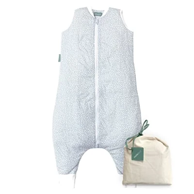 Bild av Molis&amp;Co Pyjamas filt med fötter, 2,5 TOG, 117 cm (6 år), perfekt för vintern, mjuk och varm, 100 % bomull (Oeko Tex 100), grått tryck