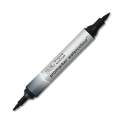 Bild av Winsor &amp; Newton 0201465 akvarellmärkpenna 2 spetsar, pensel och fin spets, ljusäkta, högpigmenterade akvarellfärger för kalligrafi, teckningar Paynes grå