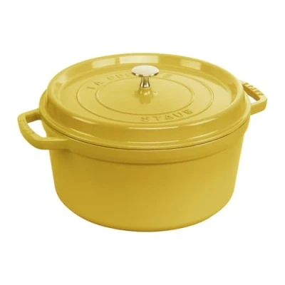 Bild av STAUB Emaljerad gjutjärnsgryta med lock, alla spisar inklusive induktion, 4 personer, rund, 24 cm, 3,70 L, 4,7 kg, citron