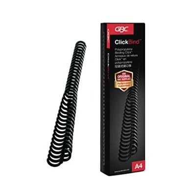 Bild av GBC ClickBind Plastspiral till Inbindningsmaskin, Svart, 8mm, Binder upp 45 Ark, A4, 34 Ringar