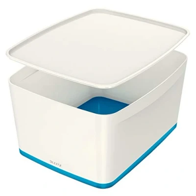 Bild av Leitz WOW MyBox Förvaringsbox med lock, A4, 18 liter, plast, vit/blå metallic, 52161023