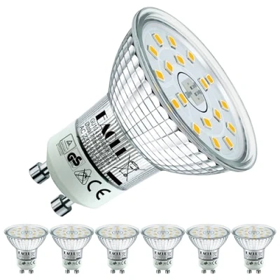 Bild av EACLL GU10 neutral vit 4,9 W LED lampa, ersätter halogen 75 W, set med 6 st, 585 lumen, 4 000K, icke dimbar, flimmerfri projektor, stor 120 spotstråle, AC 230 V reflektorlampa