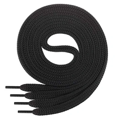 Bild av Di Ficchiano skosnören, platta, 7 mm breda, för sneakers, sportskor, läderskor, platta skoband, mycket slitstarka 45 färger, 60 cm 220 långa, polyester, svart, 130 / 7mm breit