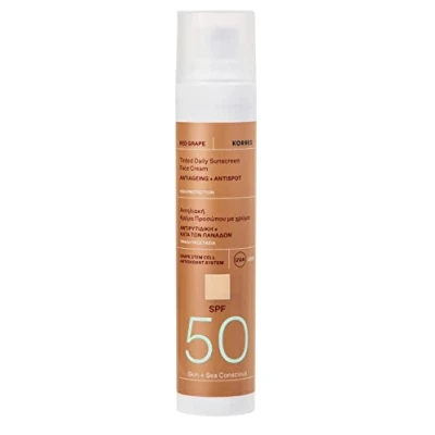 Bild av Korres RED Grape Tinted Suncream FOR THE FACE SPF50 Antiaging Solskydd, Storlek: 50 ml,