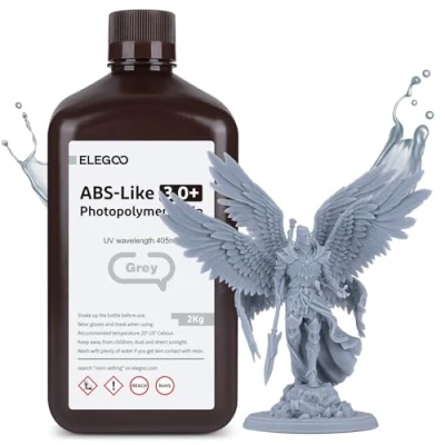 Bild av ELEGOO ABS liknande harts 3.0 Plus, 3D skrivare 405 nm Rapid UV härdande fotopolymer harts, hög precision, inte spröd för LCD skrivare, grå 2 kg