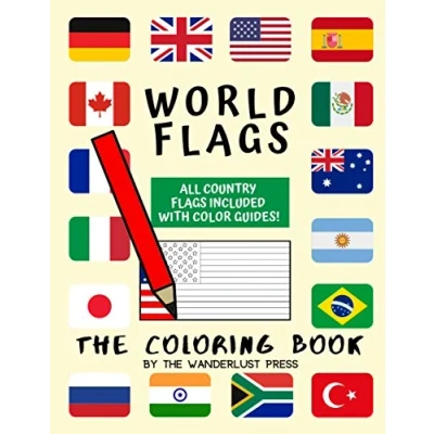 Bild av world Flags: the Coloring Book: A great geography gift for kids and adults: color in flags all countries of with guides to help. ... creativity, stress relief general fun.