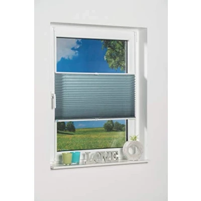 Bild av K home KlemmFix Plissee petrol 110 x 130 cm (B L) ljusskydd + modernt krossat utseende