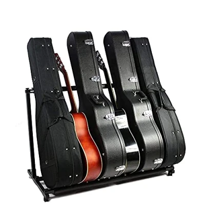 Bild av Golvstativ för gitarr, multigitarrstativ 10 5 utrymmen robust metallgitarrställ ställ organiseringshållare instrumenttillbehör, instrumentstativ utbildningsrum butiker samlare klassisk akusti