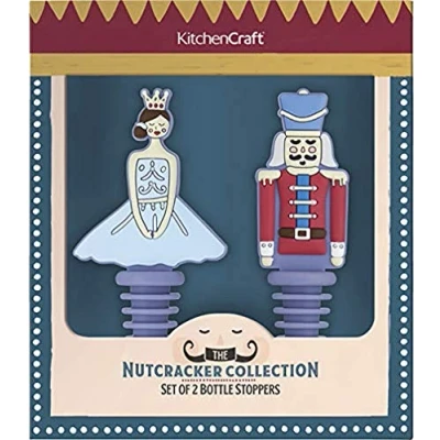 Bild av KitchenCraft The Nutcracker Collection Flaskstoppare, Silikon, 2 pack, Flerfärgade, KCXMWST2PK