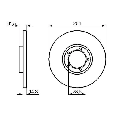 Bild av BOSCH 0 986 478 345 Disque de frein 254 14,3 5 100 plein huilé FORD: Transit Mk3 Сamion à Plateau/Сhâssis, Minibus, Van