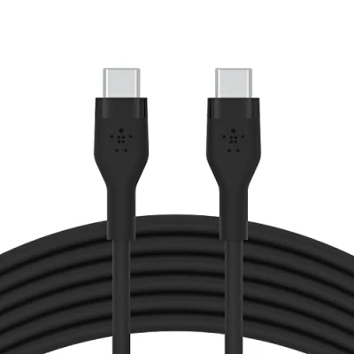 Bild av Belkin BoostCharge Flex silikonkabel för USB Type C till C, snabbladdningskabel med PD som certifierats av IF iPhone 15, MacBook Pro, iPad Galaxy S23, Pixel, m.fl. 2 m Svart