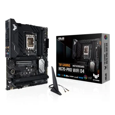 Bild av ASUS TUF GAMING H670 PRO WiFi D4 moderkortsuttag Intel LGA 1700 (Intel H670, ATX, PCIe 5.0, DDR4 minne, 4 x M.2, 6)