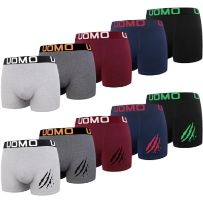 Bild av L&amp;K 10 pack herr retroshorts, boxershorts, bomull, svarta, mångfärgade underkläder, 1116, Set med flera färger D, XL