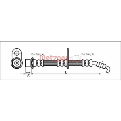 Bild av METZGER 4111428 Flexible De Frein 466 TOYOTA: RAV4 II SUV, I SUV Cabriolet
