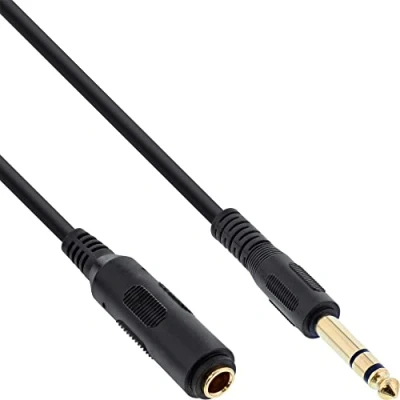 Bild av InLine 99975 hörlursförlängning, 6,3 mm jack kontakt/uttag, stereo, guldpläterade kontakter, 5 m