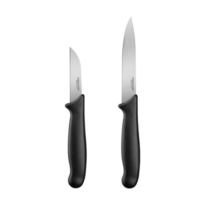 Bild av Fiskars knivset, 2 delat, skalkniv (bladlängd: 7 cm), 11 rostfritt stål / PP plast, svart, Essential, 1065601