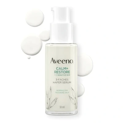 Bild av Aveeno CALM + RESTORE 3 faldigt havre serum (30 ml), parfymfritt och fuktgivande ansiktsserum, lugnar stärker känslig hud, med havrekomplex lugnande modergräs