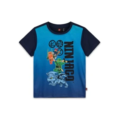 Bild av Lego Ninjago T shirt för barn Kortärmad pojkar 100% mjuk bomull, mörk marinblå, 104