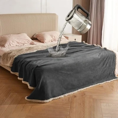 Bild av Catalonia Classy Vattentät sängfilt, extra stor tvättbar soffa, kastar en sängskydd, varm sherpa fleecefilt 152 x 127 cm