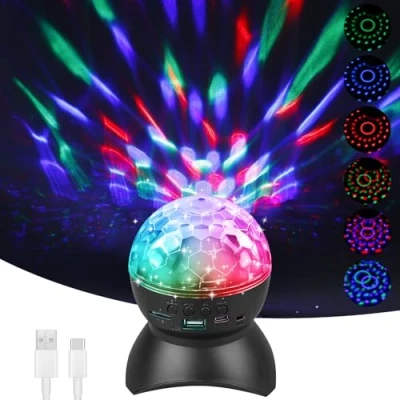 Bild av Discokula, uppladdningsbar RGB discolicht LED Bluetooth högtalare discokula 360 rotation disco party lampa festljus musikläge scenbelysning dekoration för hem födelsedag jul KTV
