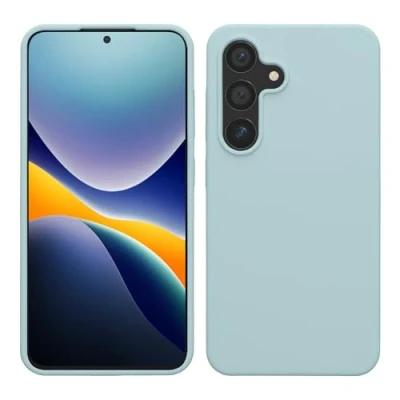 Bild av kwmobile fodral kompatibelt med Samsung Galaxy S24 tunt mobilfodral i silikon mjuk yta trådlös laddning cool mint