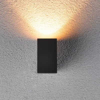 Bild av Paulmann 94710 LED Utomhusbelysning Väggarmatur Flame Insektsvänlig IP44 Fyrkantig 58x103 mm 2200K 4 W 265 lm 230 V 75 Antracit Metall Gyllene sken