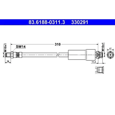 Bild av ATE 83.6188 0311.3 Flexible De Frein 310 M10x1