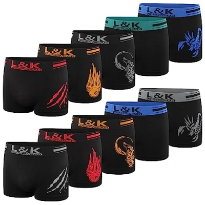 Bild av L&amp;K 5 pack/10/12 pack herrboxershorts underkläder mikrofiber blandade färger 1202, 1213 svart 10 pack, L XL