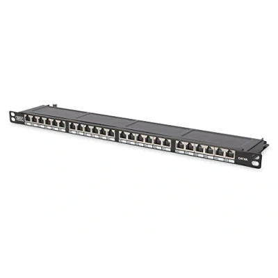 Bild av DIGITUS Patchpanel 19 tum Cat 6 24 portar RJ45 skärmad LSA Patchfält Rackmontage 0,5U Grå