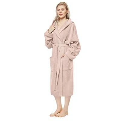 Bild av Badrock med huva för kvinnor, vaddlängd, Färg: Gammelrosa, Storlek kvinnor: XL, unisex: XL XXL