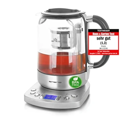 Bild av emerio Teekocher TESTSIEGER Note 1.3 WK 122248 Vattenkokare, Silver, Genomskinlig, 1,7 L