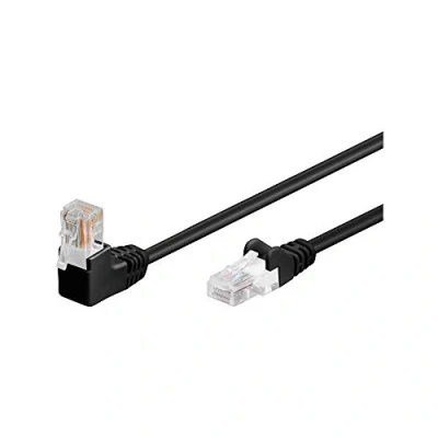 Bild av Goobay 94167 CAT 5e ensidig vinklad nätverk/Ethernet kabel, U/UTP nätverkskabel, vit; inre ledare CCA, 1 x RJ45 kontakt 90 (8P8C); 10 meter