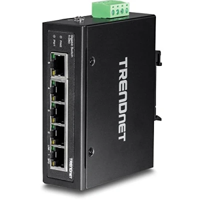Bild av TRENDnet TI G50 Switch ohanterad 5 x 100/1000/10000 DIN skenmonterbar, väggmonterbar likström TAA kompatibel