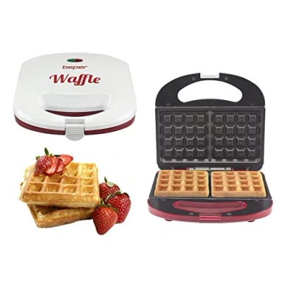 Bild av BEPER BT.602H Waffle Maker, 780 Watt, non stick plate, 2 indicator lights, Cable reel, slip feet, White and Red