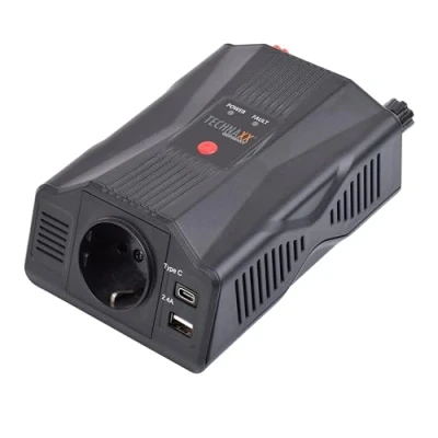 Bild av Technaxx bilväxelriktare 12V till 230V TÜV Rheinland certifierad med 1x Schuko kontakt och 2x USB port Effekt 300W / 600W (topp) spänningsomvandlare TE24