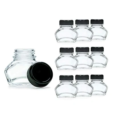 Bild av Octopus 10 x bläckglas, bläckburkar, smyckesglas med svart skruvlock, volym 30 ml, Ø mm gänga