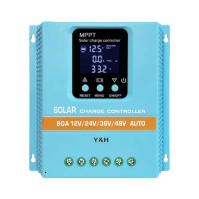 Bild av Y&amp;H MPPT 80A solladdningsregulator 12 V 24 36 48 LCD display batteri intelligent regulator max 100 ingång dubbel USB för blysyra/litium