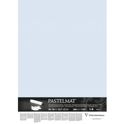 Bild av Clairefontaine Ref 96164C Pastelmatta kortark (paket med 5 ark) 360 gsm kort 50 x 70 cm ljusblå färg speciellt formulerad för användning pasteller