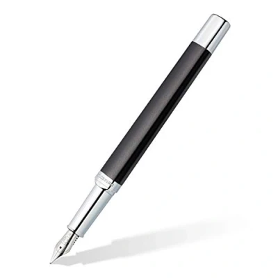 Bild av STAEDTLER Füllhalter triplus 474 F, Farbe Antique Anthracite, hochwertiges Metallgehäuse in ergonomischer Dreikantform, Stahlfeder mit Patrone Schreibfarbe Blau, F09 3
