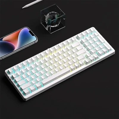Bild av Bakgrundsbelyst Sidotryckt Keycap, OEM Profil PBT Keycap För MX Switch Mekaniskt Tangentbord (Color : White)