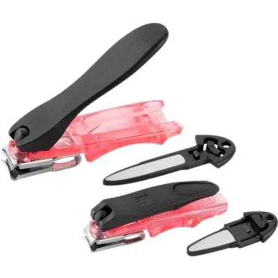 Bild av ZWILLING Nagelklippar set (2 delat med lätt böjd skärkant och integrerad nagelfil, extra vass i 80 mm 100 mm), röd