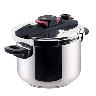Bild av Taurus Great Moments Superrapid 6L Super snabb tryckkokare, 6L, justerbar urladdningsventil, enkel öppning, energibesparing, 5 säkerhetssystem, PFOA fri, för alla typer av bränder